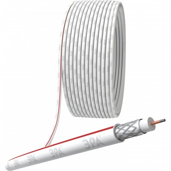 Кабель коаксиальный ЭРА SAT 50 M 75 Ом CCS оплётка AL 75% PVC цвет белый бухта 100 м SIMPLE