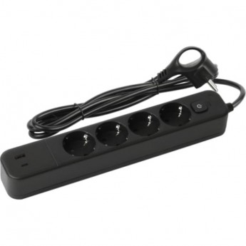 Удлинитель с сетевым фильтром ЭРА Б0059572 4х1.5м с заземлением 10А USF-4es-1.5m-2xUSBAC-B +2xUSBA+C 3.1A с выключателем с базовой защитой Удлинитель с сетевым фильтром ЭРА Б0059572 4х1.5м с заземлением 10А USF-4es-1.5m-2xUSBAC-B +2xUSBA+C 3.1A с выключателем с базовой защитой